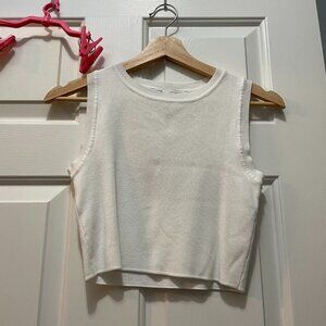 Zara knitted cropped tank top in white
